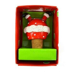 NEW Mud Pie brand upside down SANTA Bottle cork Wine Stopper christmas